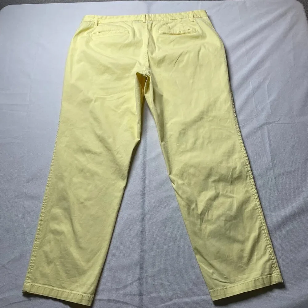 Talbots Womens Neon Yellow Flat Front Straight Leg Relaxed Chino Pants Size 16 - Picture 2 of 10